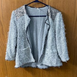 Willow & Clay open front sequin fuzzy cardigan overlay size large